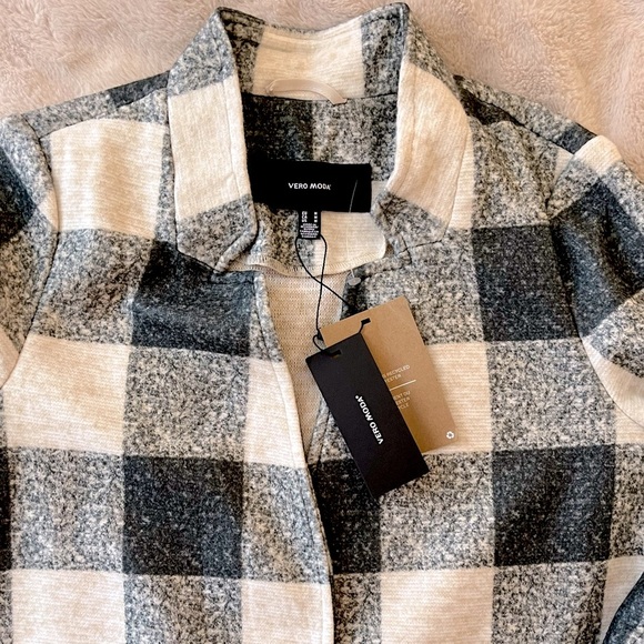 NWT Vero Moda Katrine Brushed Check Jacket Carson Knit Size M - Picture 7 of 8